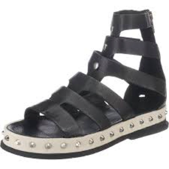 A.S.98 Shoes - A.S. 98 Leather Studded Gladiator Sandals Women EU 39 Black